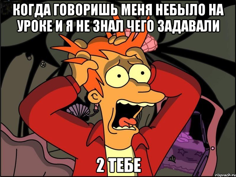 когда говоришь меня небыло на уроке и я не знал чего задавали 2 тебе, Мем Фрай в панике