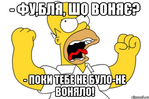 - фу,бля, шо воняє? - поки тебе не було-не воняло!, Мем Разъяренный Гомер