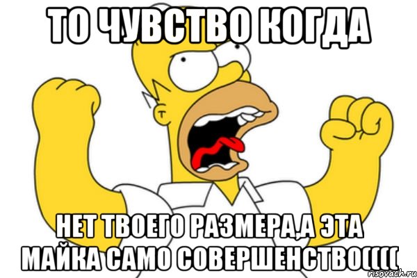 то чувство когда нет твоего размера,а эта майка само совершенство((((, Мем Разъяренный Гомер