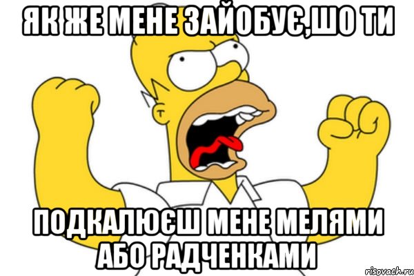 як же мене зайобує,шо ти подкалюєш мене мелями або радченками, Мем Разъяренный Гомер