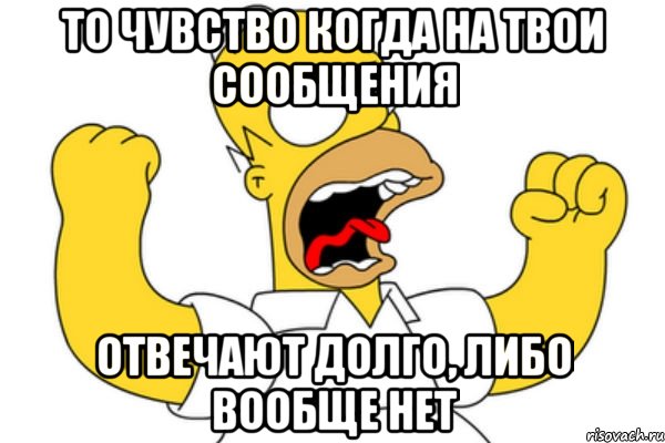 то чувство когда на твои сообщения отвечают долго, либо вообще нет, Мем Разъяренный Гомер