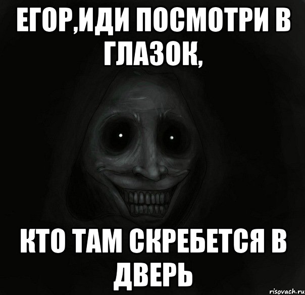 егор,иди посмотри в глазок, кто там скребется в дверь, Мем Ночной гость