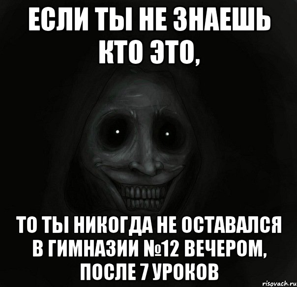 если ты не знаешь кто это, то ты никогда не оставался в гимназии №12 вечером, после 7 уроков, Мем Ночной гость