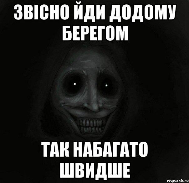 ЗВІСНО ЙДИ ДОДОМУ БЕРЕГОМ ТАК НАБАГАТО ШВИДШЕ, Мем Ночной гость
