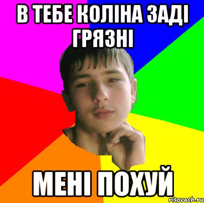 В тебе колiна задi грязнi Менi похуй