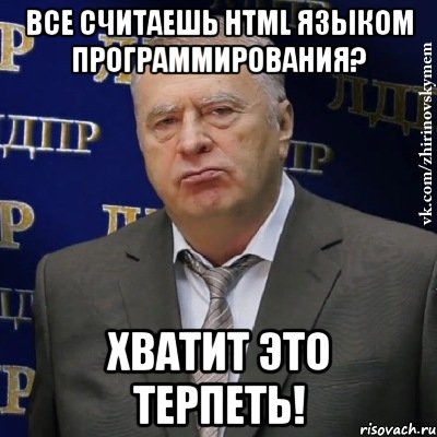 Все считаешь HTML языком программирования? Хватит это терпеть!, Мем Хватит это терпеть (Жириновский)