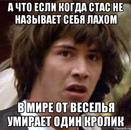 а что если когда стас не называет себя лахом в мире от веселья умирает один кролик, Мем А что если (Киану Ривз)