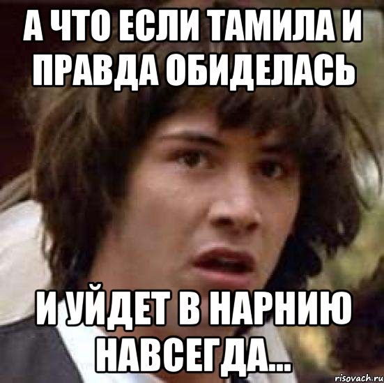 а что если тамила и правда обиделась и уйдет в нарнию навсегда..., Мем А что если (Киану Ривз)