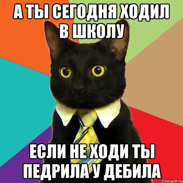 А ТЫ СЕГОДНЯ ХОДИЛ В ШКОЛУ ЕСЛИ НЕ ХОДИ ТЫ ПЕДРИЛА У ДЕБИЛА, Мем  Кошечка