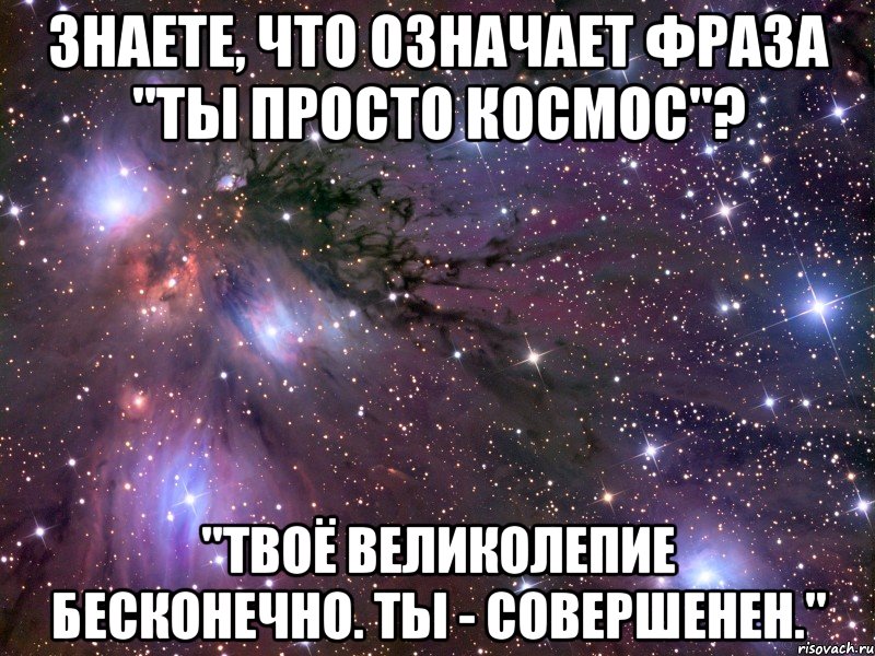 знаете, что означает фраза "ты просто космос"? "твоё великолепие бесконечно. ты - совершенен.", Мем Космос