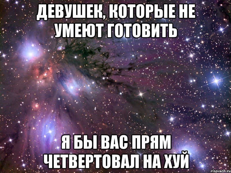 девушек, которые не умеют готовить я бы вас прям четвертовал на хуй, Мем Космос