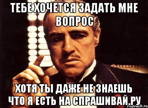 тебе хочется задать мне вопрос хотя ты даже не знаешь что я есть на спрашивай.ру, Мем крестный отец