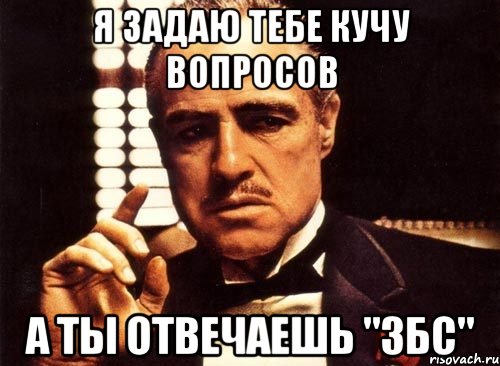 я задаю тебе кучу вопросов а ты отвечаешь "збс", Мем крестный отец