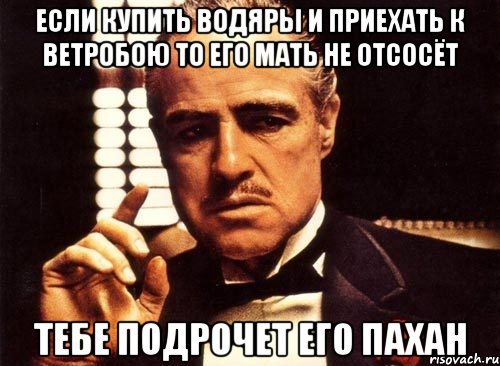 если купить водяры и приехать к ветробою то его мать не отсосёт тебе подрочет его пахан, Мем крестный отец