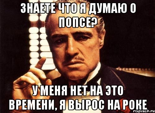 знаете что я думаю о попсе? у меня нет на это времени, я вырос на роке, Мем крестный отец