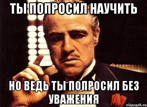 ты попросил научить но ведь ты попросил без уважения, Мем крестный отец