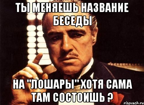 ты меняешь название беседы на "лошары" хотя сама там состоишь ?, Мем крестный отец