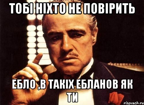 тобі ніхто не повірить ебло ,в такіх ебланов як ти, Мем крестный отец