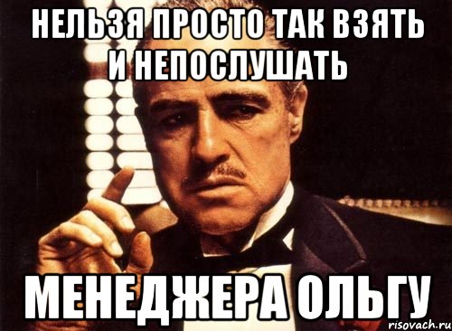 НЕЛЬЗЯ ПРОСТО ТАК ВЗЯТЬ И НЕПОСЛУШАТЬ МЕНЕДЖЕРА ОЛЬГУ, Мем крестный отец