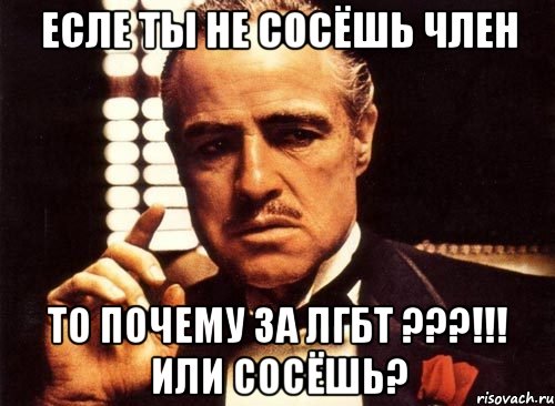 ЕСЛЕ ТЫ НЕ СОСЁШЬ ЧЛЕН то почему за ЛГБТ ???!!! ИЛИ СОСЁШЬ?, Мем крестный отец