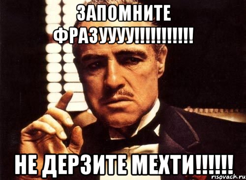 Запомните фразуууу!!!!!!!!!!! Не дерзите Мехти!!!!!!, Мем крестный отец