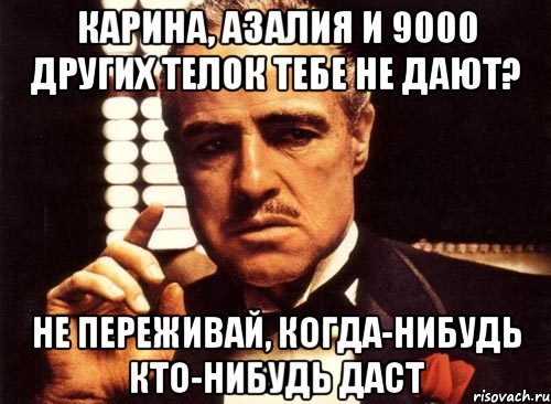 Карина, Азалия и 9000 других телок тебе не дают? не переживай, когда-нибудь кто-нибудь даст, Мем крестный отец