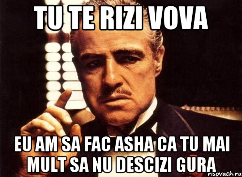 tu te rizi vova eu am sa fac asha ca tu mai mult sa nu descizi gura, Мем крестный отец