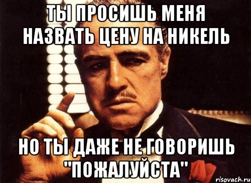 Ты просишь меня назвать цену на никель но ты даже не говоришь "пожалуйста", Мем крестный отец