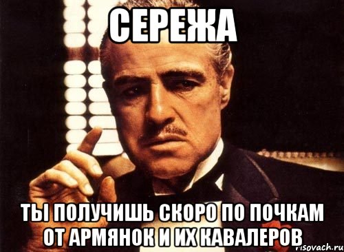 Сережа ты получишь скоро по почкам от армянок и их кавалеров, Мем крестный отец