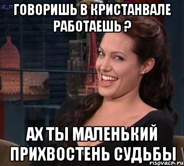 Говоришь в Кристанвале работаешь ? АХ ты маленький прихвостень судьбы, Мем Джоли