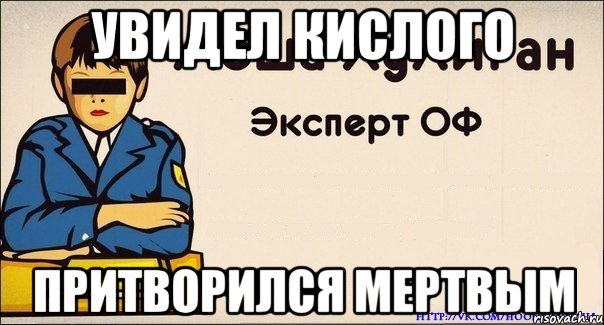 увидел кислого притворился мертвым