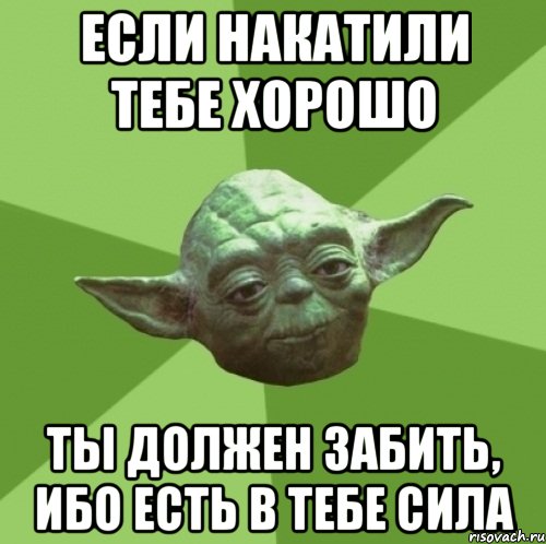 если накатили тебе хорошо ты должен забить, ибо есть в тебе сила, Мем Мастер Йода