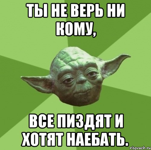 Ты не верь ни кому, все пиздят и хотят наебать., Мем Мастер Йода