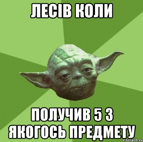 лесів коли получив 5 з якогось предмету, Мем Мастер Йода