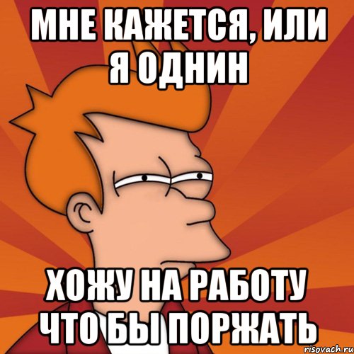 мне кажется, или я однин хожу на работу что бы поржать, Мем Мне кажется или (Фрай Футурама)