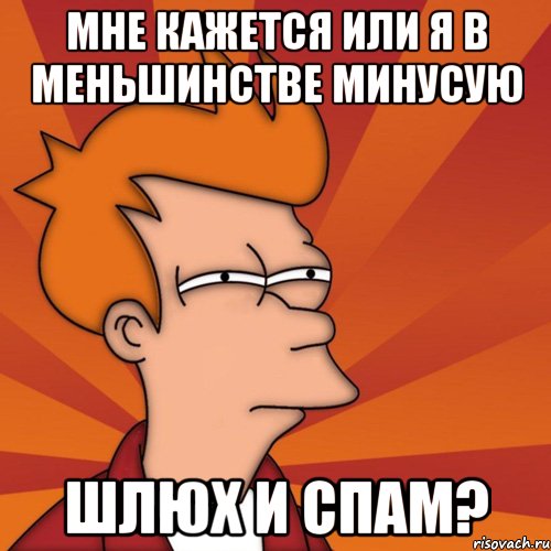 мне кажется или я в меньшинстве минусую шлюх и спам?, Мем Мне кажется или (Фрай Футурама)