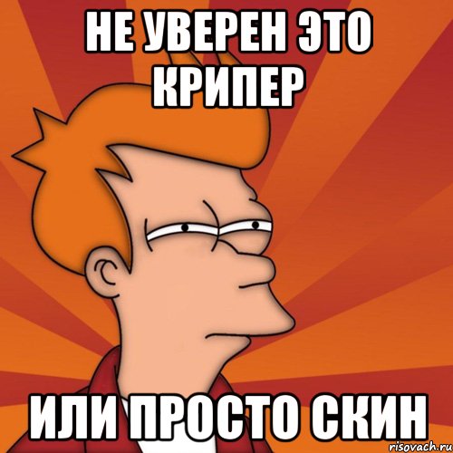 не уверен это крипер или просто скин, Мем Мне кажется или (Фрай Футурама)
