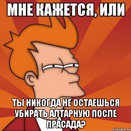 Мне кажется, или Ты никогда не остаешься убирать алтарную после прасада?, Мем Мне кажется или (Фрай Футурама)