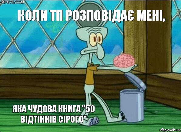 коли тп розповідає мені, яка чудова книга "50 відтінків сірого", Мем  Выкинуть мозг