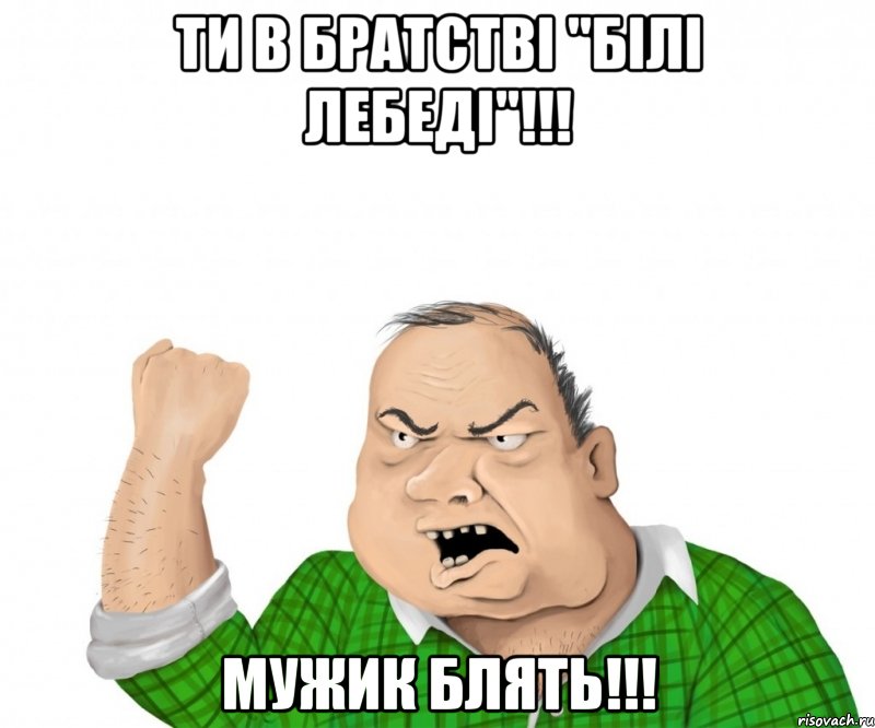 ТИ В БРАТСТВI "БIЛI ЛЕБЕДI"!!! МУЖИК БЛЯТЬ!!!, Мем мужик