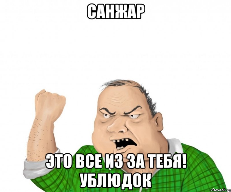 Санжар Это все из за тебя! Ублюдок, Мем мужик