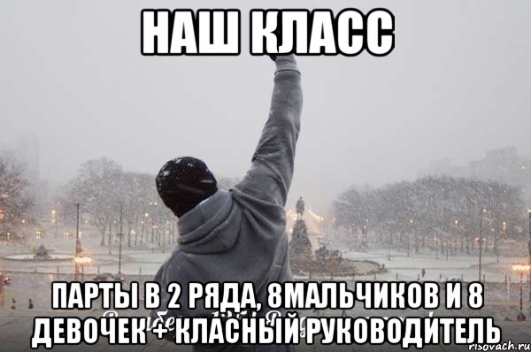 наш класс парты в 2 ряда, 8мальчиков и 8 девочек + класный руководитель, Мем Наш класс