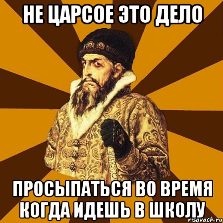 не царсое это дело просыпаться во время когда идешь в школу, Мем Не царское это дело