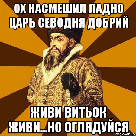 ох насмешил ладно царь севодня добрий живи витьок живи...но оглядуйся, Мем Не царское это дело