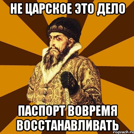 не царское это дело паспорт вовремя восстанавливать, Мем Не царское это дело