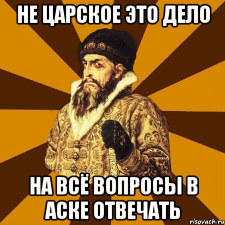 Не царское это дело на всё вопросы в аске отвечать, Мем Не царское это дело