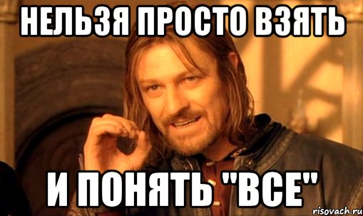 нельзя просто взять и понять "все", Мем Нельзя просто так взять и (Боромир мем)