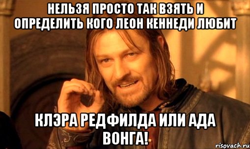 нельзя просто так взять и определить кого леон кеннеди любит клэра редфилда или ада вонга!, Мем Нельзя просто так взять и (Боромир мем)