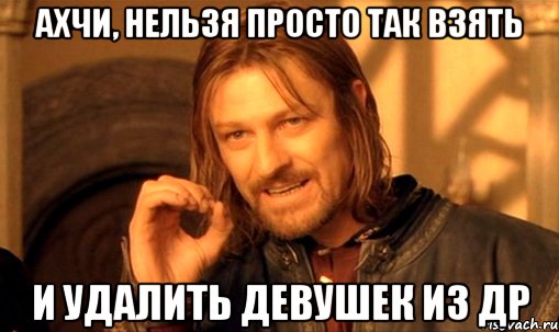 ахчи, нельзя просто так взять и удалить девушек из др, Мем Нельзя просто так взять и (Боромир мем)
