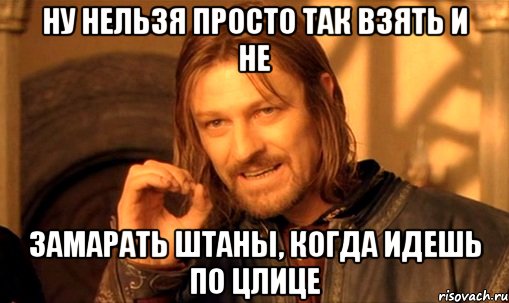 ну нельзя просто так взять и не замарать штаны, когда идешь по цлице, Мем Нельзя просто так взять и (Боромир мем)